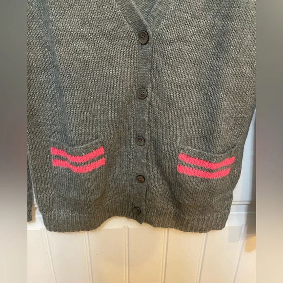 J Crew Gray/Pink striped button up cardigan - Picture 3 of 9